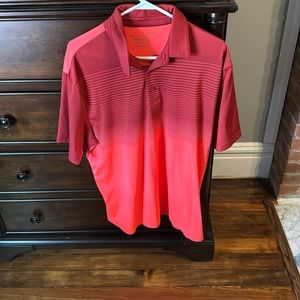 Neon, orange, and red under armor golf polo